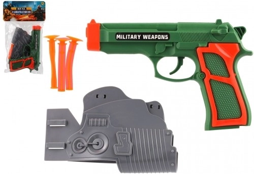 Dziecięcy pistolet z nabojami z przyssawkami i kaburą, 3 strzałki, plastik, 19 × 13 cm