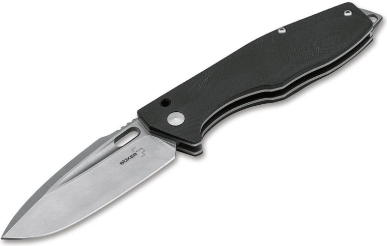 Nóż składany Böker Plus Caracal Folder 42, 8,7 cm, stonewash, czarne G10