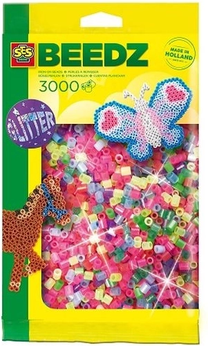 SES Creative koraliki do prasowania neonowe z brokatem 3000 szt.
