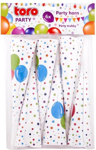 Papierowe trąbki imprezowe 19 cm, 6 szt.