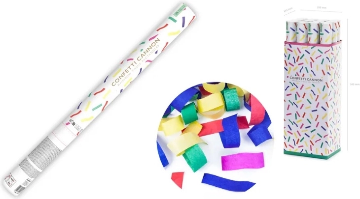 Miks kolorowych papierowych konfetti – tuba wystrzałowa 60 cm