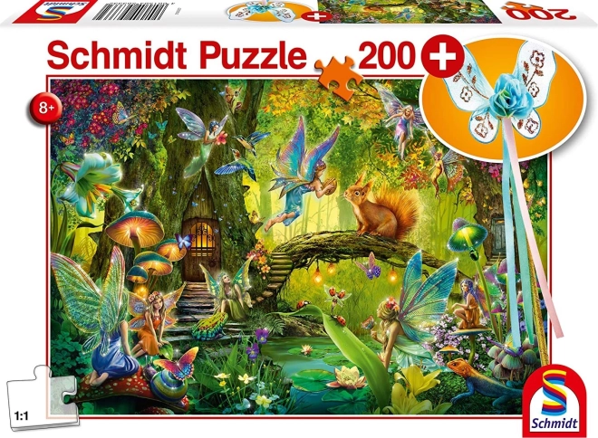 Schmidt puzzle Wróżki w lesie 200 elementów z prezentem – różdżką wróżki