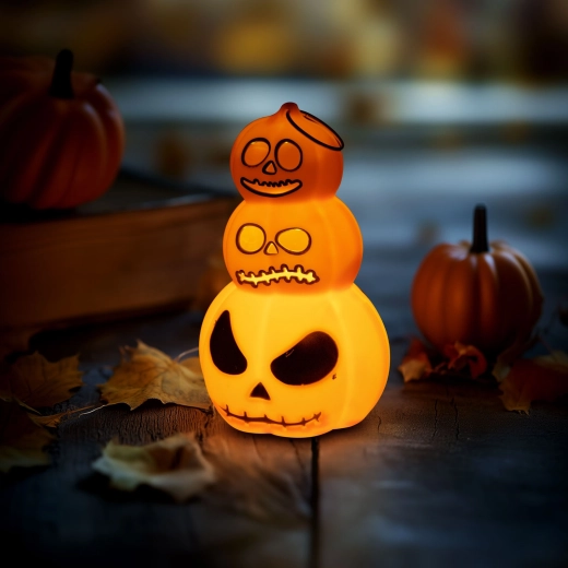 Halloweenowa dekoracja świetlna dynia z ciepłym białym światłem LED