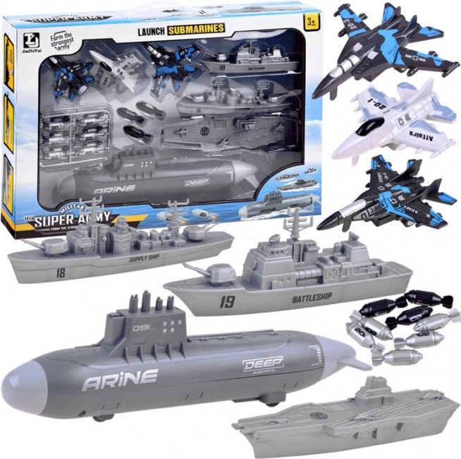 Zestaw okręt podwodny i okręty wojenne – morska bitwa dla dzieci