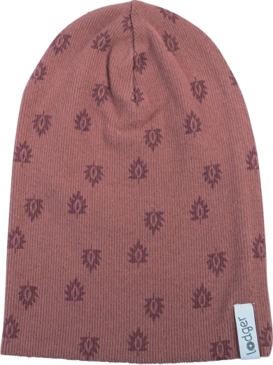 Lodger bawełniana czapka Beanie print rib rosewood (1–2 lata)