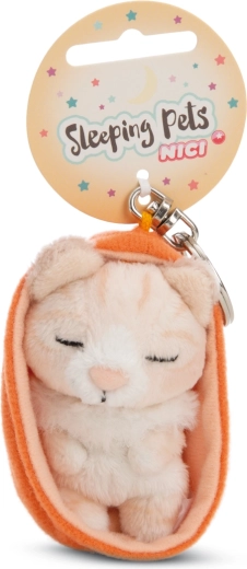 Brelok NICI śpiący kotek w pomarańczowym etui 12 cm