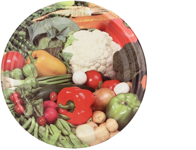 Zestaw zakrętek do słoików 66 mm CHOMIK, mix warzywnych motywów, 10 szt.