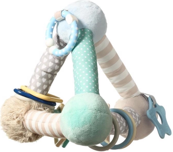 BabyOno edukacyjna pluszowa piramida z gryzakiem na kółku C, miętowa, 3m+