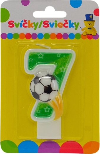 Świeczka urodzinowa cyfra 7 z piłką nożną