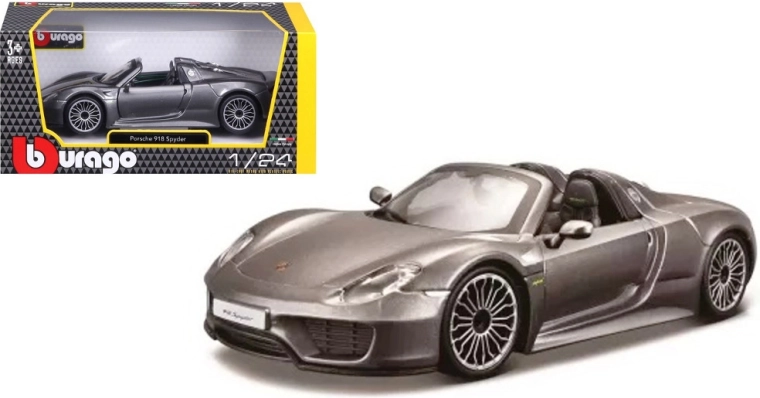 Metalowy model BBURAGO 1:24 Porsche 918 Spyder – szary