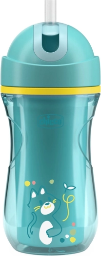 Chicco sportowy kubek termiczny ze słomką, 266 ml, teal, 14m+