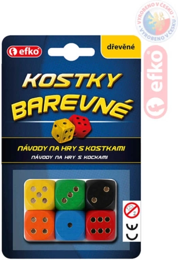 EFKO drewniane kolorowe kostki do gry (6 szt.)