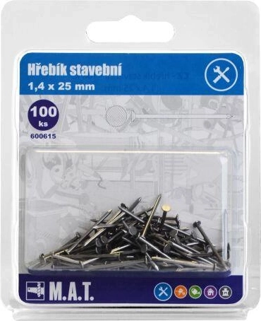 Gwoździe budowlane 25 × 1,4 mm, 100 szt.