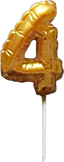 Tortowa świeczka cyfra 4 złota wbijana 6 cm