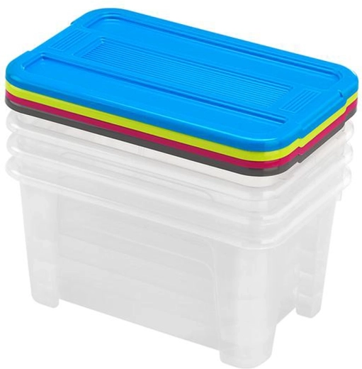 Pojemniki do przechowywania z pokrywką 4,5 l – zestaw 4 szt.