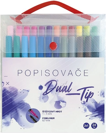 Zestaw markerów Concorde Dual‑Tip, 24 kolory w pudełku