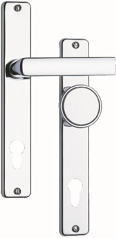 Klamka drzwiowa z szyldem i gałką 804, rozstaw 90 mm, stal nierdzewna