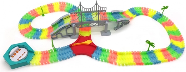 Świecący elastyczny tor samochodowy 192 elementy z autkiem LED