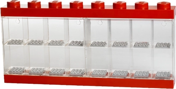 Witryna kolekcjonerska na 16 minifigurek LEGO – czerwona
