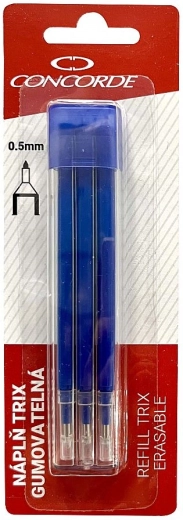 Wkłady do wymazywalnego rollera CONCORDE TRIX 0,5 mm, niebieskie, 3 szt.