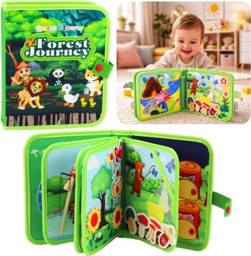 Sensoryczna filcowa książeczka – dzikie zwierzęta 3D, edukacyjna aktywna książka dla dzieci