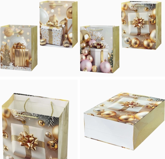 Świąteczna torba prezentowa 32 × 26 × 12 cm, mix motywów