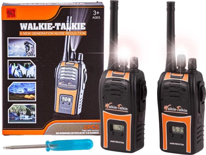 Dziecięce krótkofalówki walkie-talkie z wyświetlaczem i latarką – zestaw 2 szt.