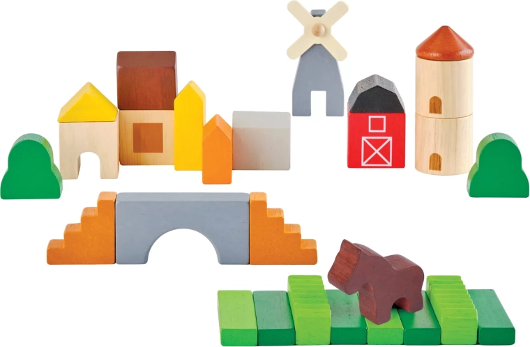 Drewniane klocki konstrukcyjne PlanToys na wsi (Country Blocks)