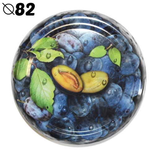 Wieczka do słoików do wekowania 82 mm z motywem śliwek, 6-zacz.