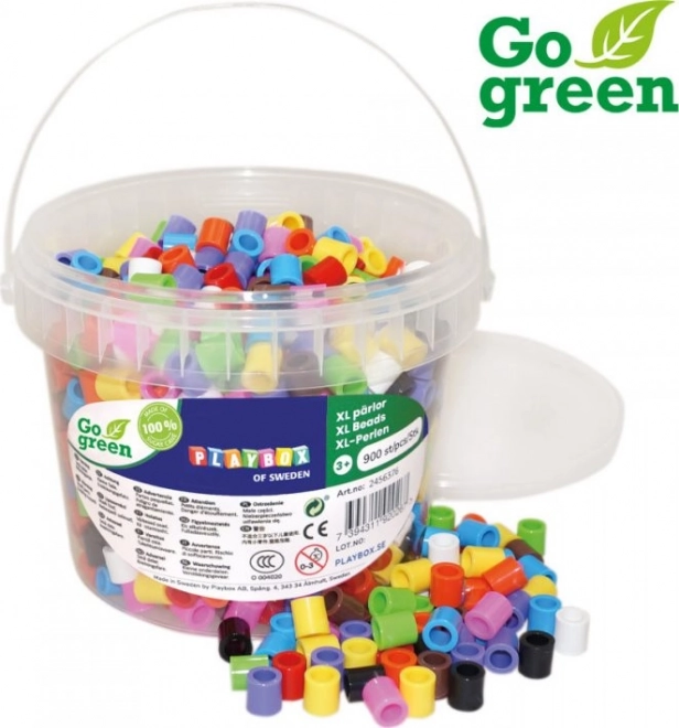 Koraliki do zaprasowywania PLAYBOX Go Green XL wiadro 900 szt.