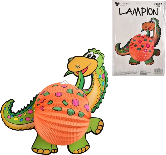 Papierowy lampion dinozaur pomarańczowy 39 × 42 cm