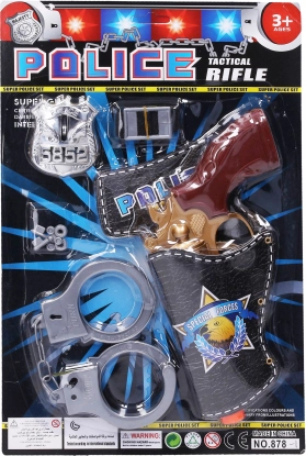 Zestaw policyjny z pistoletem i kajdankami 23 cm