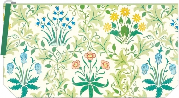 Haftowana kosmetyczka z motywem Jaskółczego ziela według Williama Morrisa