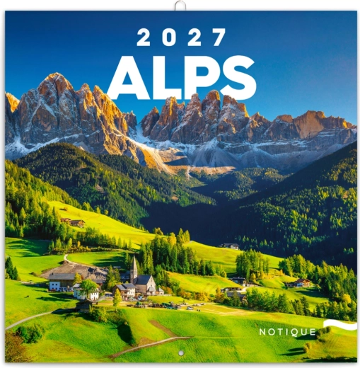 Notique ścienny kalendarz notatkowy Alpy 2027, 30 × 30 cm