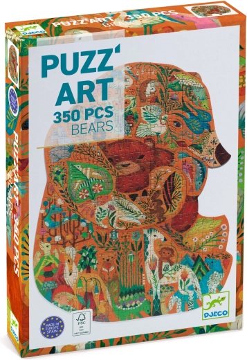 Puzzle Djeco w kształcie niedźwiedzia, 350 elementów