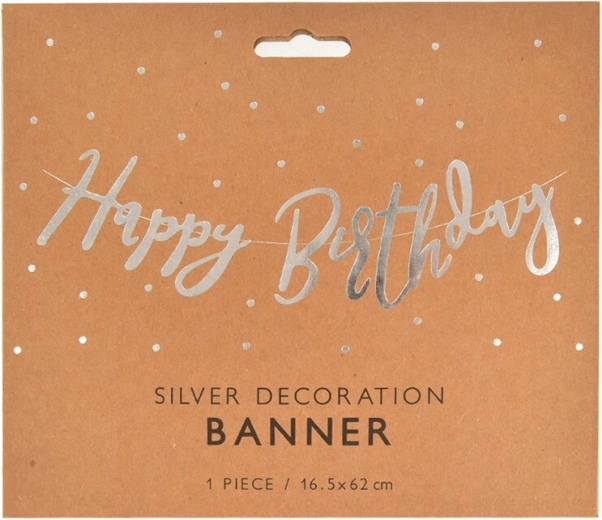 Papierowa girlanda Happy Birthday srebrna