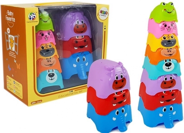Piramida z plastikowymi kubeczkami dla niemowląt Zwierzątka