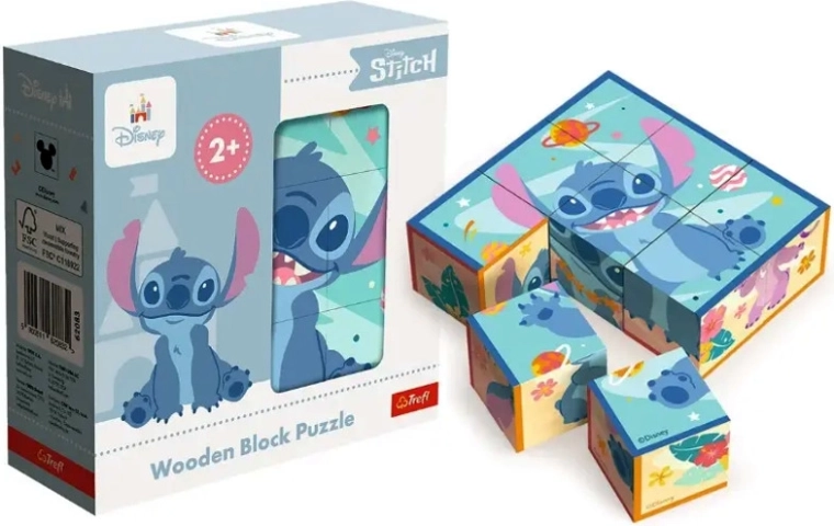 Drewniane kostki puzzle Lilo & Stitch
