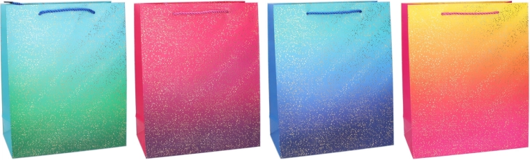 Torebka prezentowa L 31 × 42 × 12 cm – błyszczący gradient ze złotymi akcentami