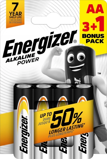 Energizer Alkaline Power AA baterie 3+1 gratis