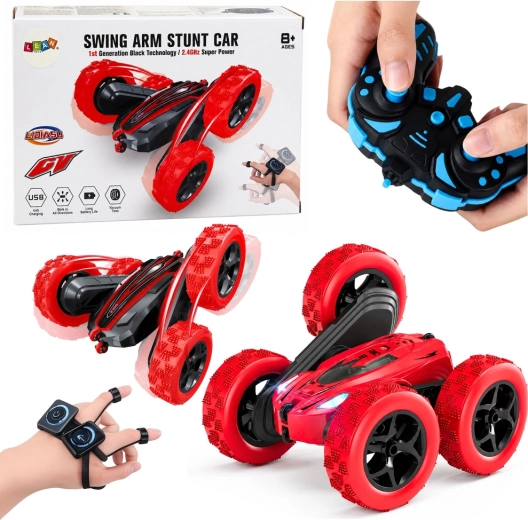 Kaskaderskie auto RC sterowane gestami 360° czerwone