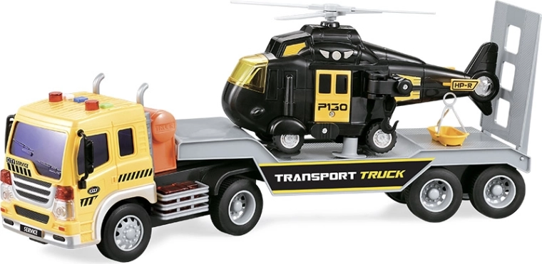 Miejski ciągnik siodłowy z naczepą i helikopterem 1:16 na zdalne sterowanie