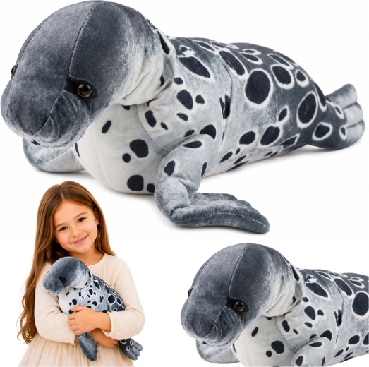 Realistyczna pluszowa foka szara 50 cm