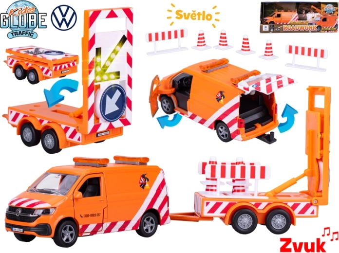 Kids Globe Traffic VW Transporter – metalowy model ze światłami i dźwiękami