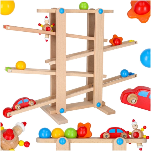 Drewniany tor kulkowy Montessori XXL