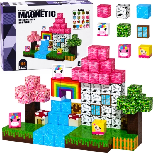 Magnetyczne klocki – magiczne królestwo 3D (100 elementów)