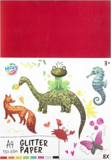 Brokatowy kolorowy papier A4, 8 arkuszy