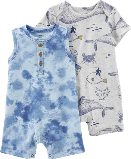 Carter's letnie rampersy z krótkim rękawem Grey Ocean dla chłopców, 2 szt.