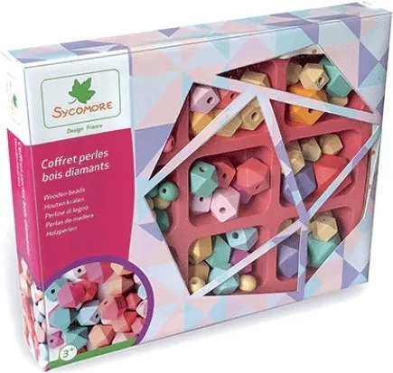 Drewniane koraliki w pudełku – diament