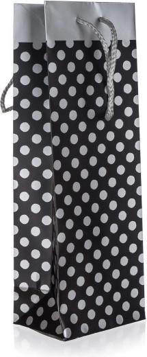 Torebka prezentowa na butelkę ze srebrnymi kropkami 12 × 35 × 9 cm